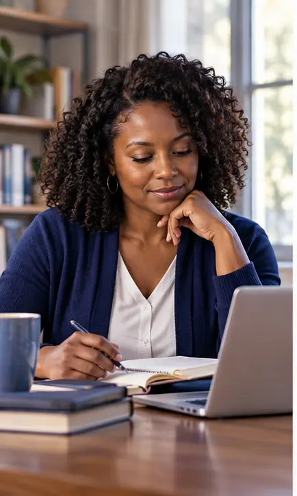 Education employee beginning to review retirement information.