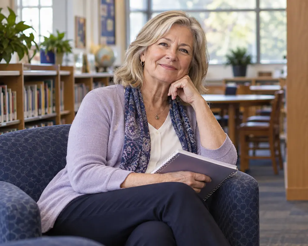 Portrait representing Kate, a retired teacher in the hypothetical comparison.